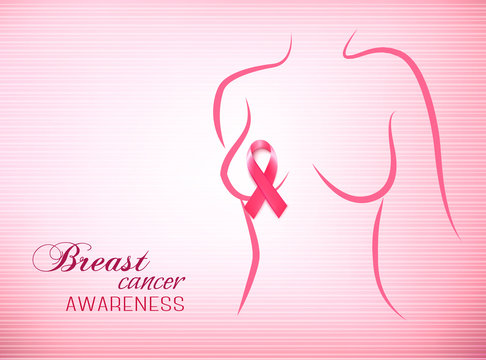 Pink breast cancer awareness background. Vector.