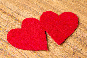 Fototapeta premium Valentine hearts on rustic wooden background