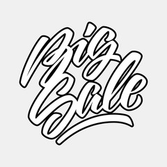 White Big Sale handmade lettering, graffiti style italic calligraphy with outlines for logo, design concepts, banners, labels, prints, posters, web, presentation, stickers. Vector illustration