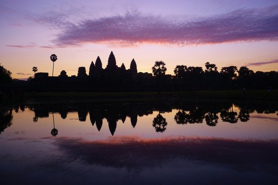 Sunrise over the temple of Angkor Wat in Cambodia