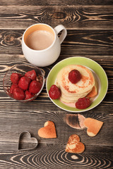 heart-shaped pancakes with strawberry