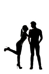 Silhouette of young Asian couple