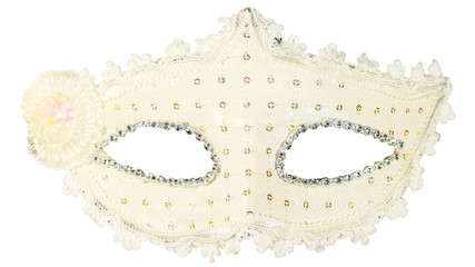 White carnival mask decorations isolated background  view close-