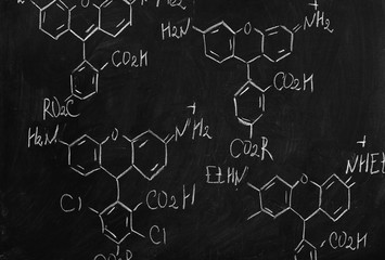 School blackboard with formulas