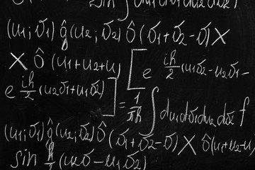 School blackboard with formulas