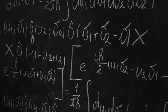 School blackboard with formulas