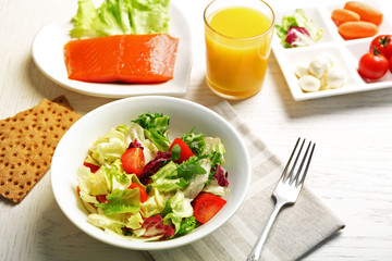 Fresh vegetable salad. Healthy food and diet concept