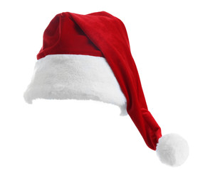 Santa Claus red hat isolated on white background, close up
