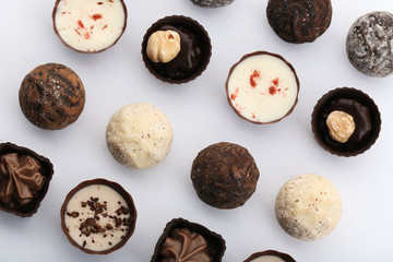 Assorted collection of chocolate candies and sweets, close-up