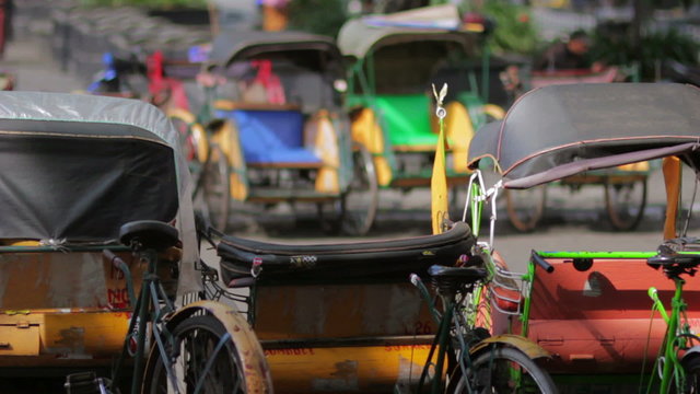 transportation with cyclo in indonesia