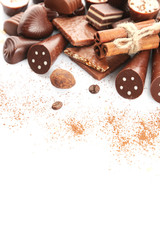 Assorted chocolate candies, close up