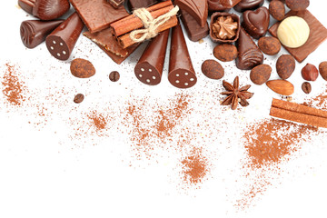 Assorted chocolate candies, close up