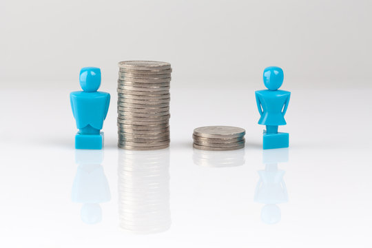 Income inequality concept with figurines and coins