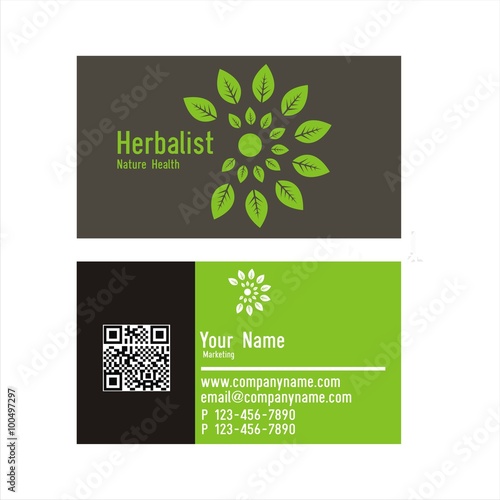 "Business card template for elegant herbalist" Stock image and royalty
