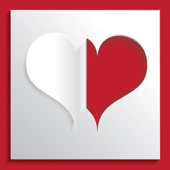 Obraz premium Realistic Blank Red Heart cut out of paper. Happy Valentine's da