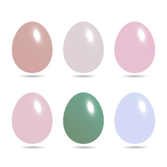 Easter eggs set in pastel color isolated on white background vec