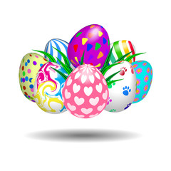 Colorful Easter eggs  on the ground white background vector illu