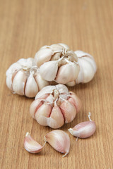 Garlic on the wooden background