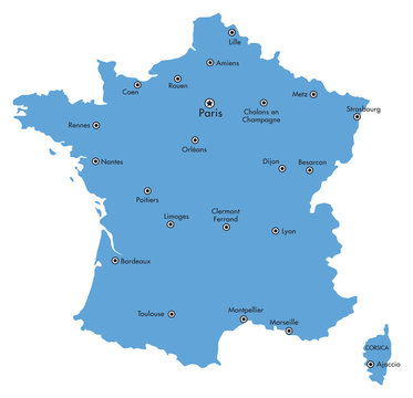 Map of France with Cities
