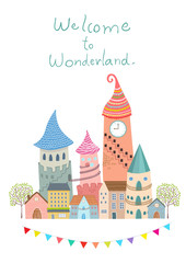 welcome to wonderland vector illustration