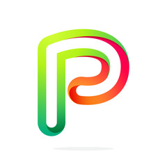 P letter one line colorful logo