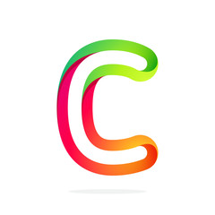 C letter one line colorful logo