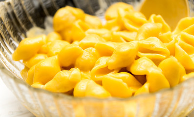 Bowl of Macaroni Shells and Cheese