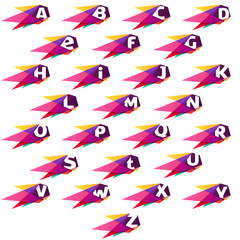 Alphabet with polygonal comet.