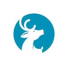 Deer silhouette logo. Vector object.