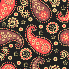 Paisley seamless pattern. Indian cucumber. Oriental decorative ornament