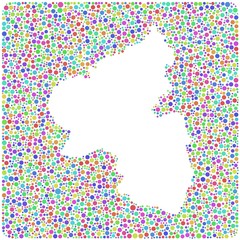 Map of Rhineland Palatinate - colored mosaic of bubbles