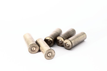 .38 special shell casings isolated on white background