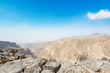 Fototapeta na wymiar Jabal Akhdar in Al Hajar Mountains, Oman. This place is 2,000 meters above sea level.