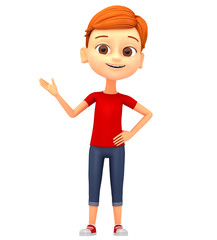 3d rendered illustration. Boy isolated on white background hand