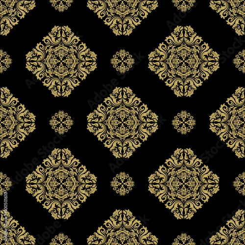 "Oriental classic pattern. Seamless abstract black and gold background
