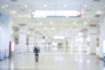 Blur store and bokeh light with address bar, online shopping bac