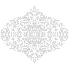 Oriental vector pattern with arabesques and floral elements. Traditional classic light gray ornament