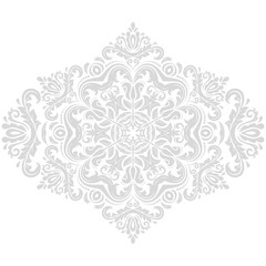 Oriental vector pattern with arabesques and floral elements. Traditional classic light gray ornament