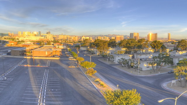 Panning, timelapse from a parking lots to the University of Nevada.