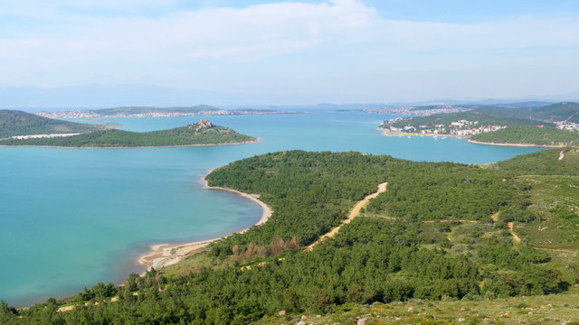 landscape view of Devil's table, seytan sofrasi, ayvalik, turkey