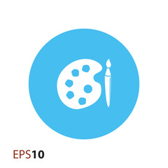 Palette and brush vector icon for web and mobile