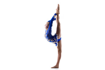 Dancer girl doing standing backbend