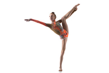 Obraz premium Teenage dancer girl doing standing splits