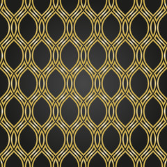Seamless vector ornament. Modern geometric pattern with repeating golden wavy lines