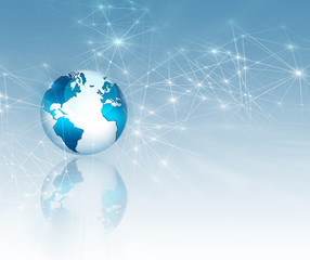 Best Internet Concept of global business. Globe, glowing lines on technological background. Electronics, Wi-Fi, rays, symbols Internet, television, mobile and satellite communications