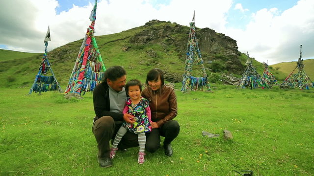 Shaman mongolian family, Ulaanbaatar, Mongolia