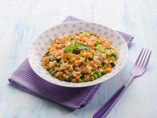 risotto with tomatoes and mixed vegetables