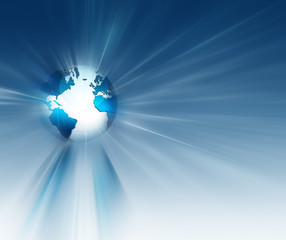 Best Internet Concept of global business. Globe, glowing lines on technological background. Electronics, Wi-Fi, rays, symbols Internet, television, mobile and satellite communications