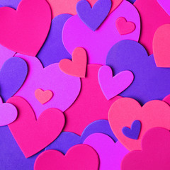 Valentine's Day background. Colorful paper hearts