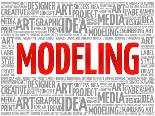 MODELING word cloud, creative business concept background
